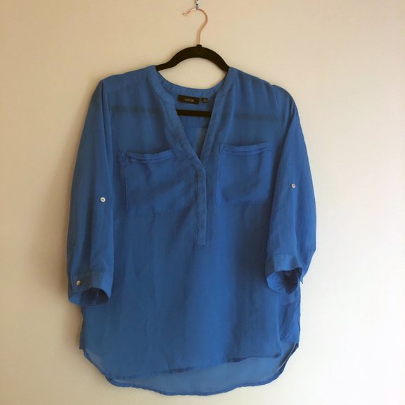 Apt. 9 Long Sleeve Blouse Sheer Light Blue Size S - Picture 4 of 9